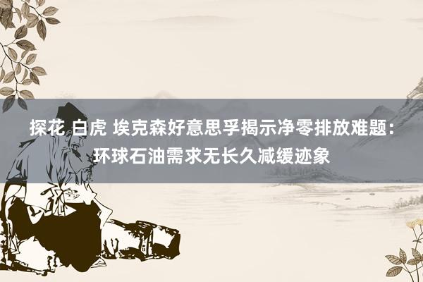 探花 白虎 埃克森好意思孚揭示净零排放难题：环球石油需求无长久减缓迹象