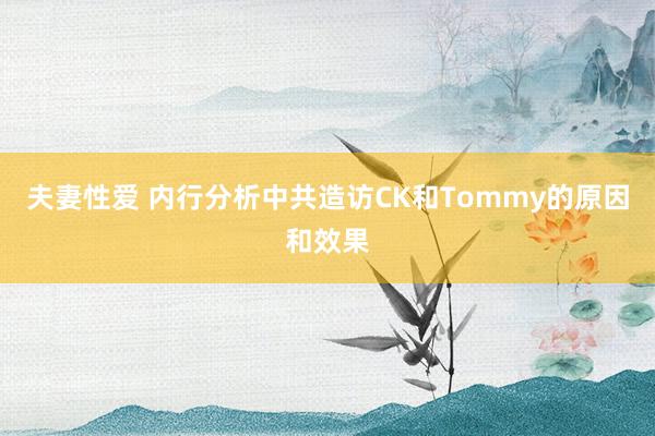 夫妻性爱 内行分析中共造访CK和Tommy的原因和效果